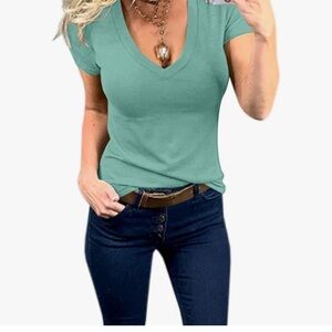 V-Neck Teal Women's Top